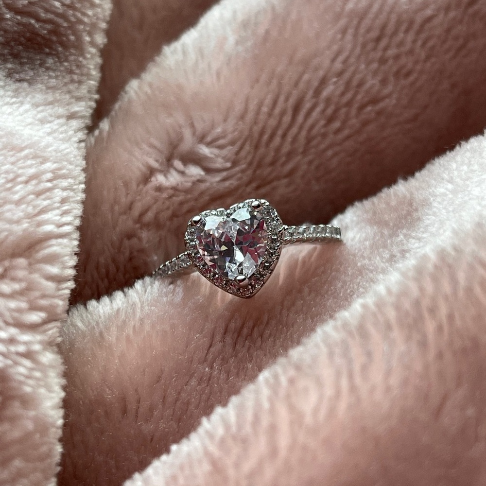 HeartRing S925Silver CubicZirconiaStoneElegantRing - Picture 8 of 8